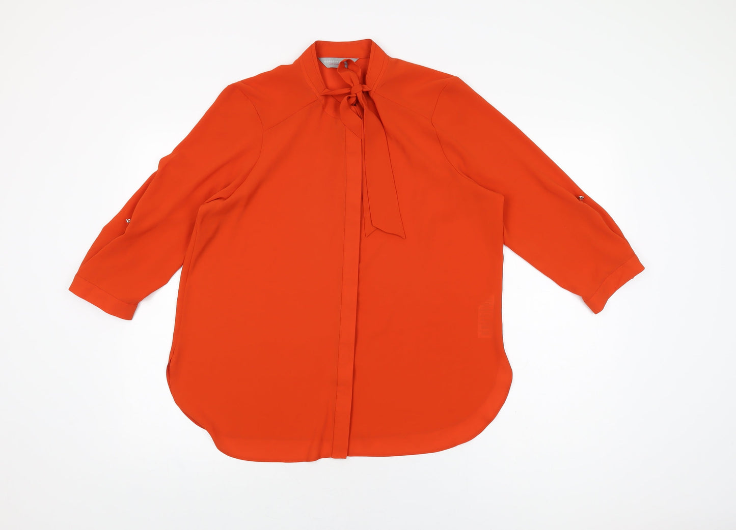 Dorothy Perkins Womens Red Polyester Basic Button-Up Size 14 Round Neck