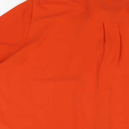 Dorothy Perkins Womens Red Polyester Basic Button-Up Size 14 Round Neck