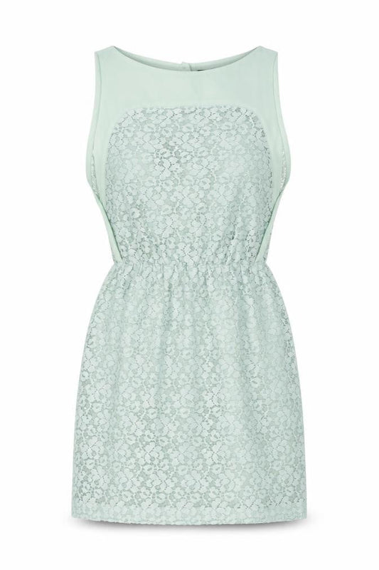 Zara Womens Green Floral Polyester Mini Size XS Boat Neck Button