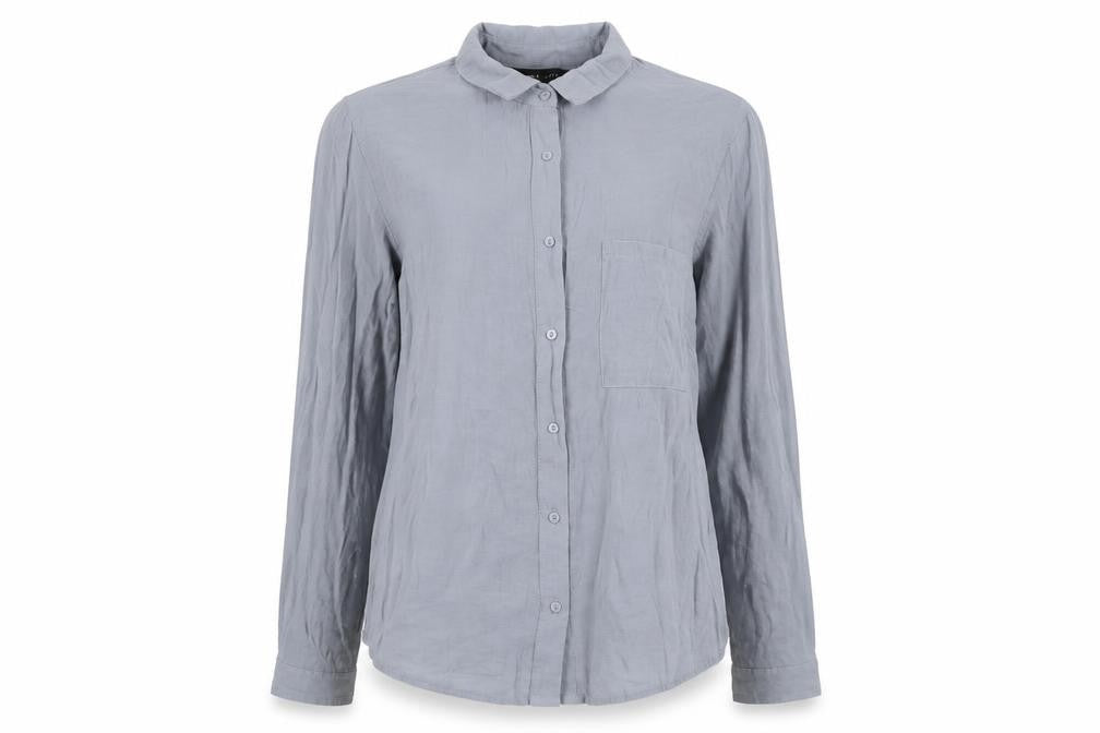 New Look Womens Grey Polyester Basic Button-Up Size 10 Collared