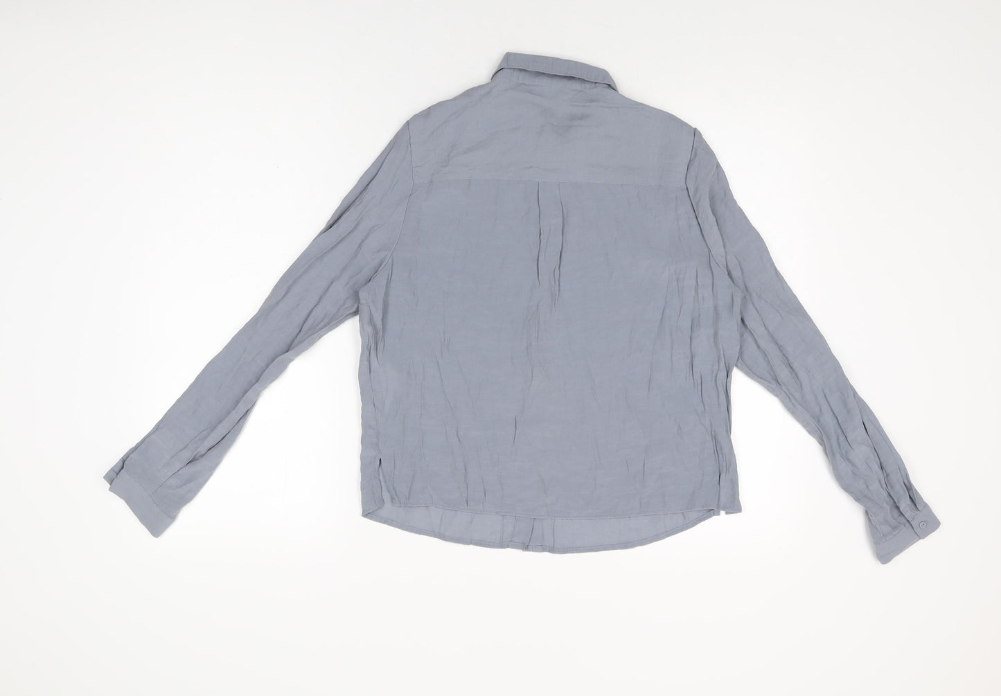 New Look Womens Grey Polyester Basic Button-Up Size 10 Collared