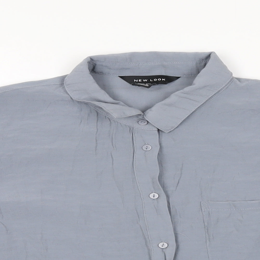 New Look Womens Grey Polyester Basic Button-Up Size 10 Collared