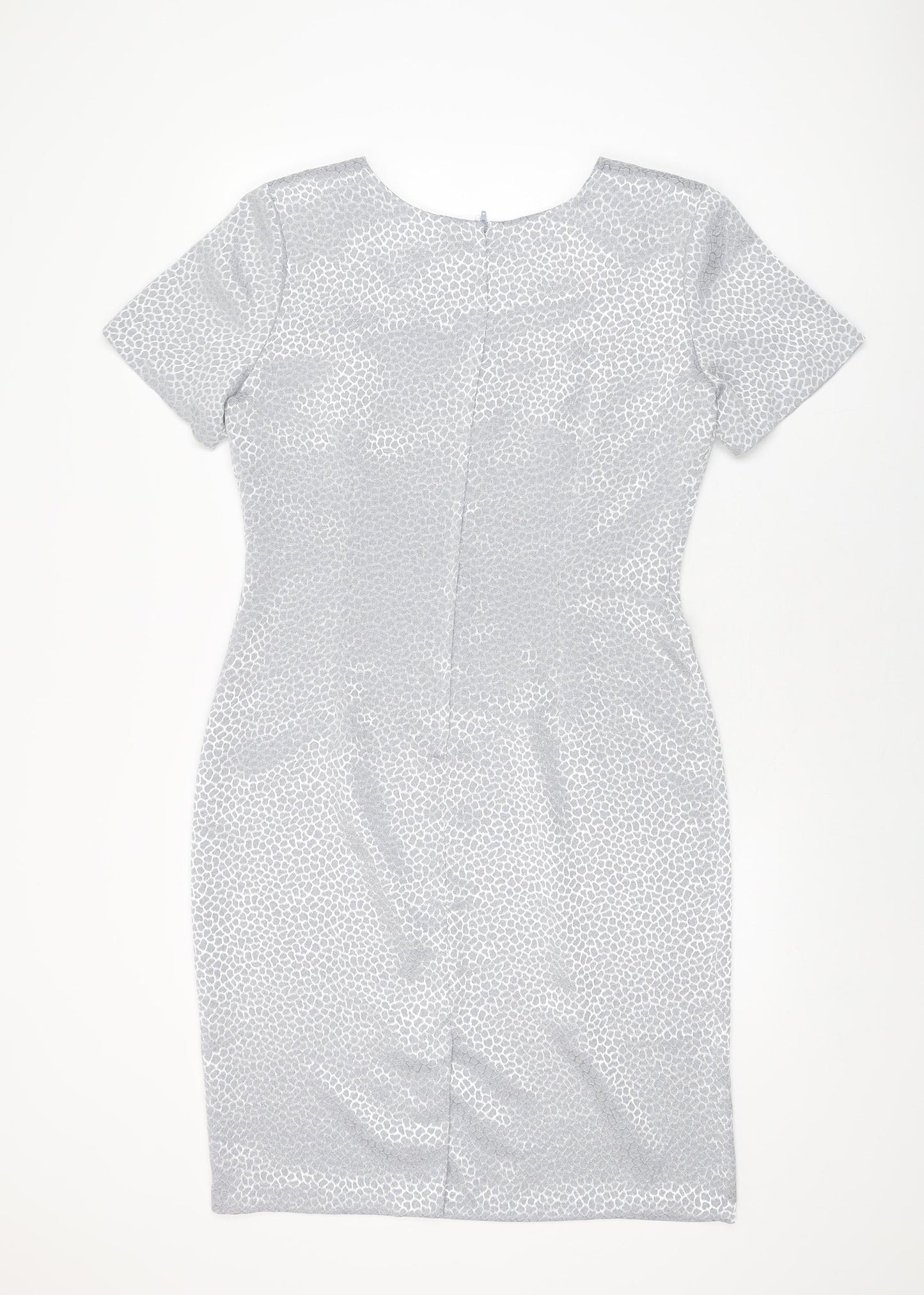 Satsuma Womens Grey Geometric Polyester Shift Size 14 Round Neck Zip