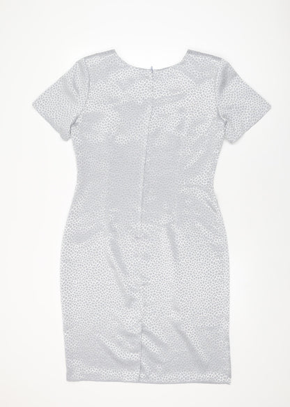 Satsuma Womens Grey Geometric Polyester Shift Size 14 Round Neck Zip