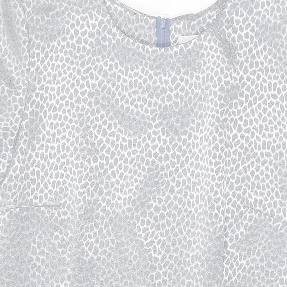 Satsuma Womens Grey Geometric Polyester Shift Size 14 Round Neck Zip