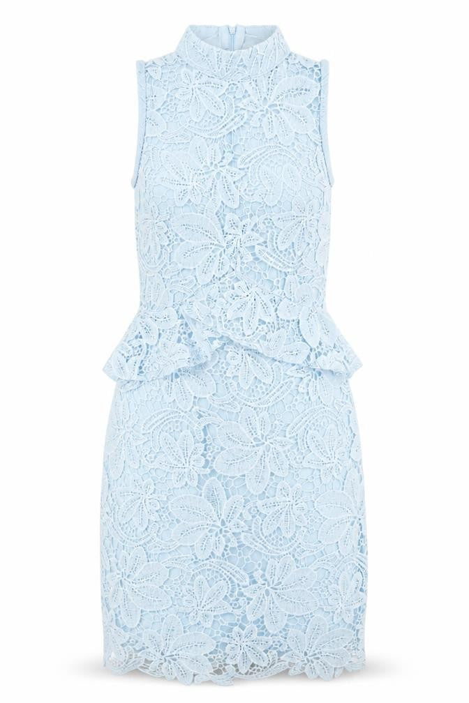 PRETTYLITTLETHING Womens Blue Floral Polyester Bodycon Size 8 High Neck Zip