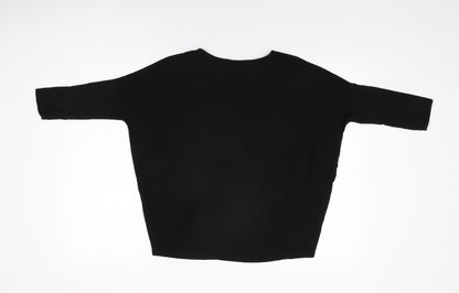 Zara Womens Black Viscose Basic T-Shirt Size S Round Neck