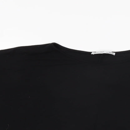 Zara Womens Black Viscose Basic T-Shirt Size S Round Neck