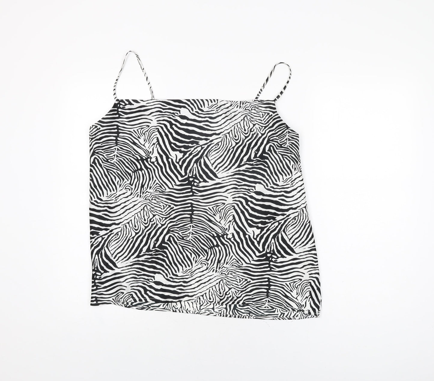 River Island Womens White Geometric Polyester Camisole T-Shirt Size 12 Square Neck