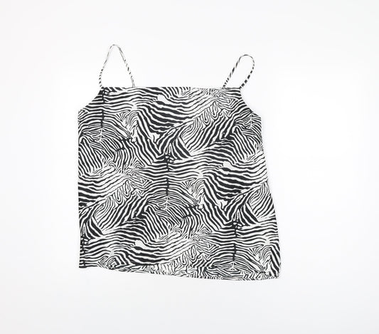 River Island Womens White Geometric Polyester Camisole T-Shirt Size 12 Square Neck