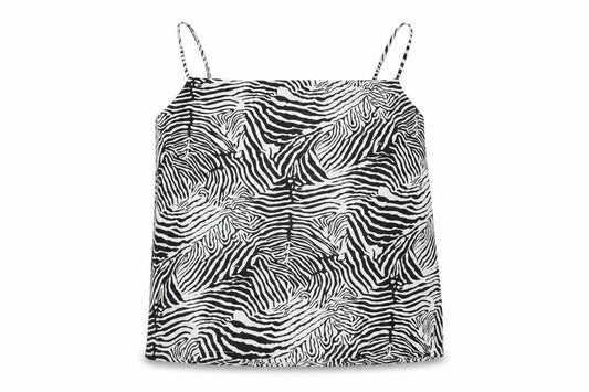 River Island Womens White Geometric Polyester Camisole T-Shirt Size 12 Square Neck