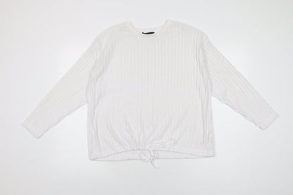Marks & Spencer Womens White Polyester Basic T-Shirt Size 10 Round Neck