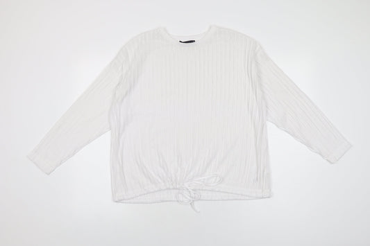 Marks and Spencer Womens White Polyester Basic T-Shirt Size 10 Round Neck