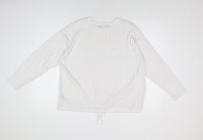 Marks & Spencer Womens White Polyester Basic T-Shirt Size 10 Round Neck
