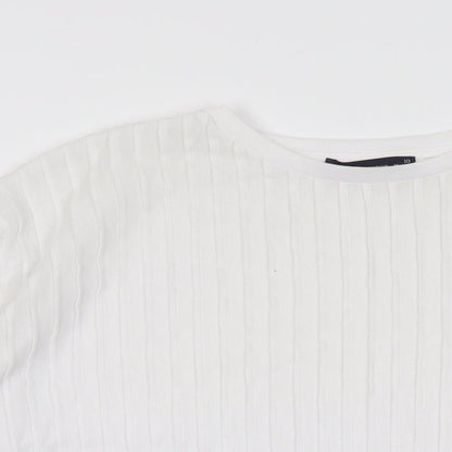 Marks & Spencer Womens White Polyester Basic T-Shirt Size 10 Round Neck