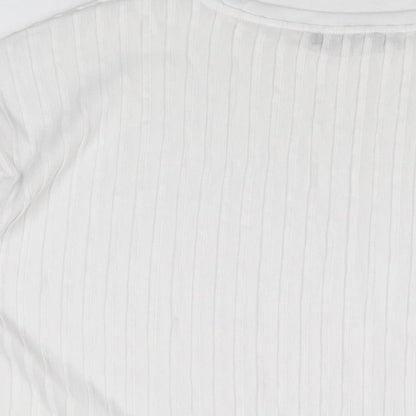 Marks & Spencer Womens White Polyester Basic T-Shirt Size 10 Round Neck