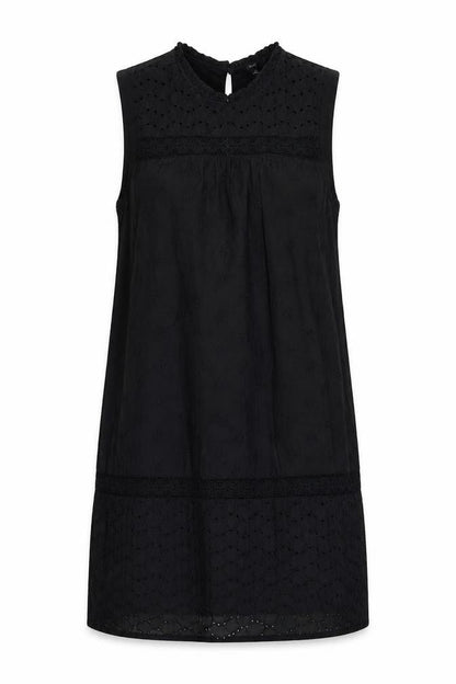 Next Womens Black Floral Cotton Shift Size 14 Round Neck Button
