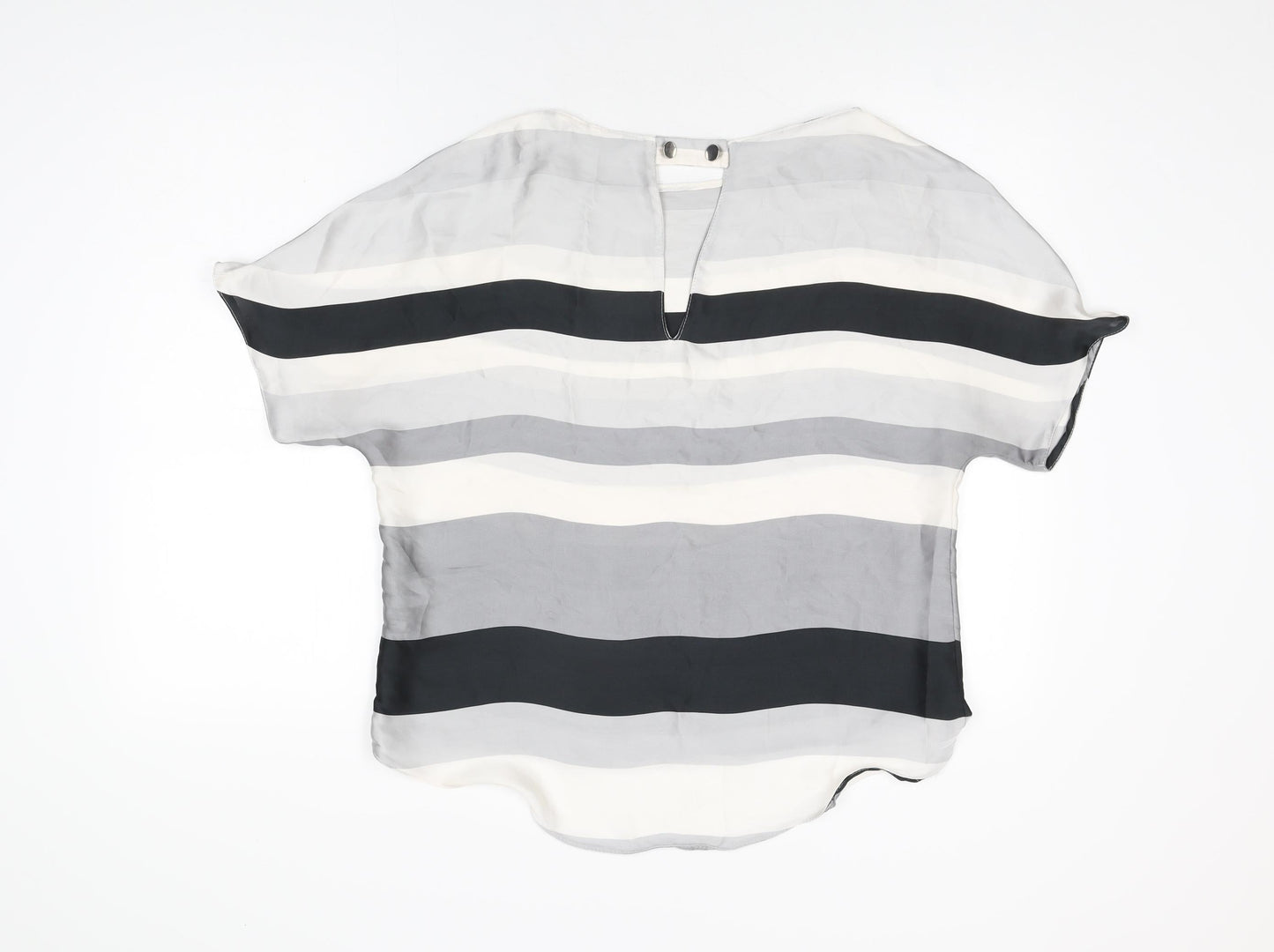 Zara Womens Grey Striped Polyester Basic Blouse Size M Round Neck