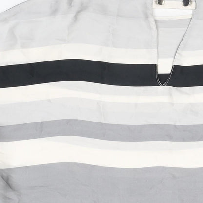 Zara Womens Grey Striped Polyester Basic Blouse Size M Round Neck