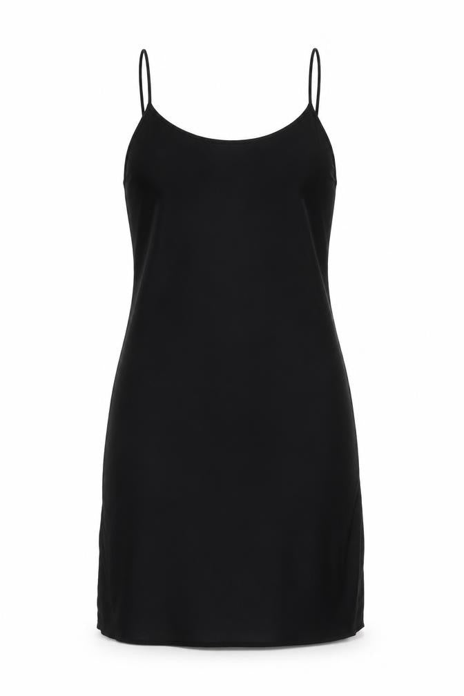 H&M Womens Black Polyester Slip Dress Size 10 Scoop Neck Pullover