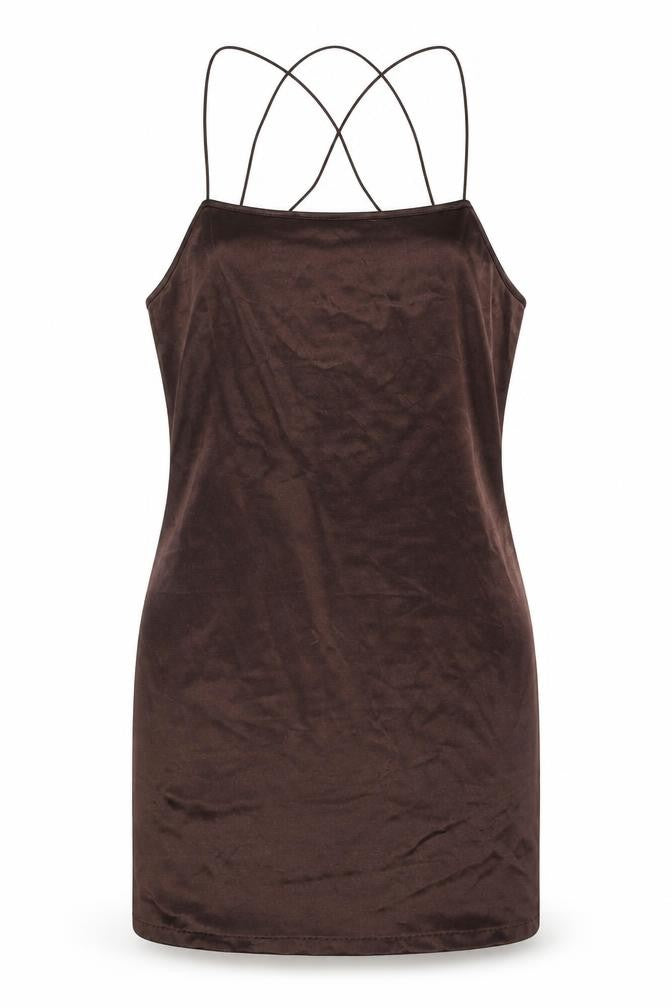 H&M Womens Brown Polyester Mini Size M Square Neck Pullover