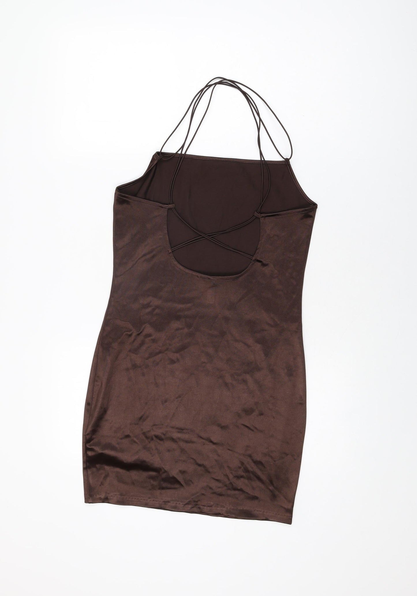H&M Womens Brown Polyester Mini Size M Square Neck Pullover