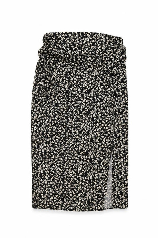 Zara Womens Black Floral Polyester Flare Skirt Size L Zip