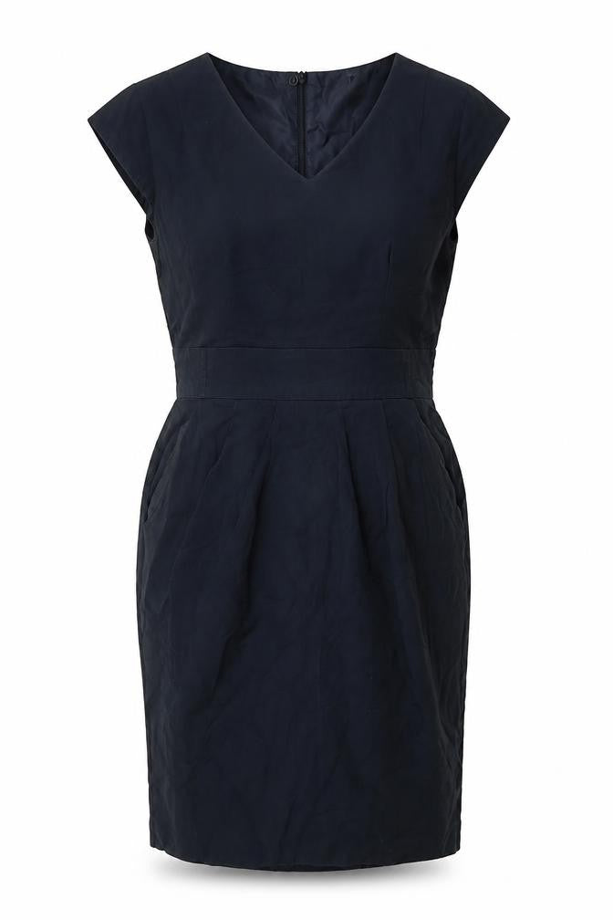 Marks & Spencer Womens Blue Polyester Bodycon Size 14 V-Neck Zip