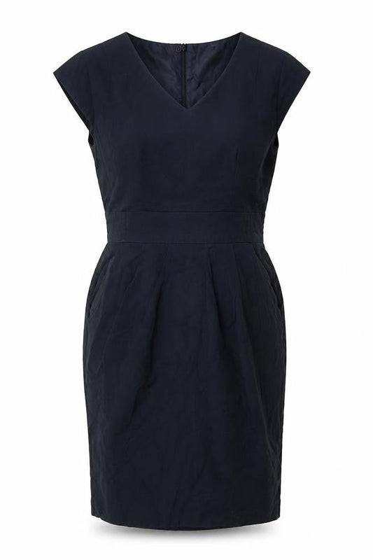 Marks & Spencer Womens Blue Polyester Bodycon Size 14 V-Neck Zip