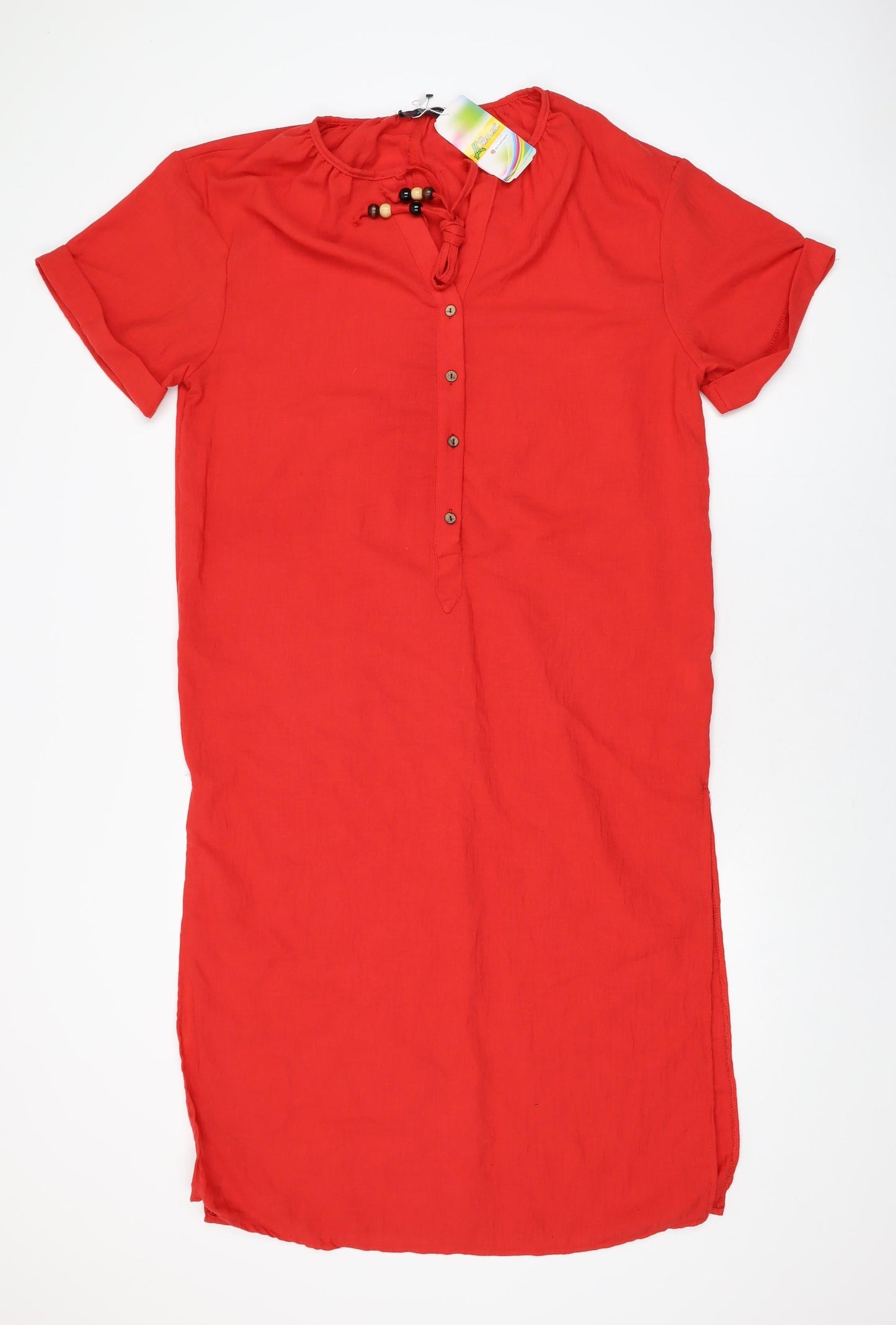 Actuel Womens Red Viscose Shift Size S V-Neck Button
