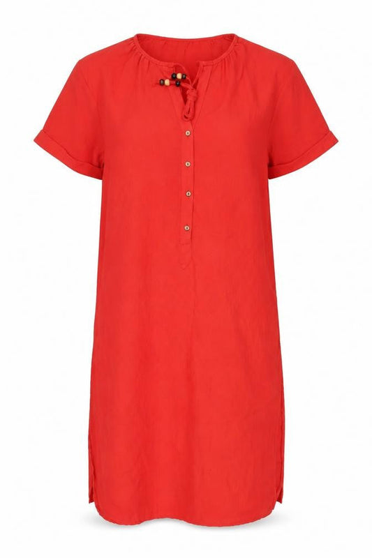 Actuel Womens Red Viscose Shift Size S V-Neck Button