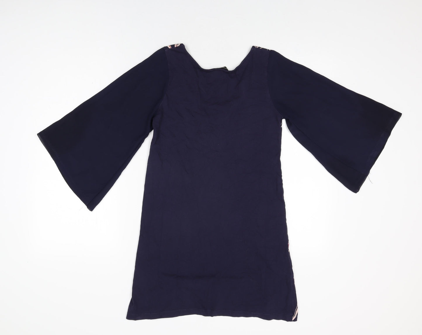 Dorothy Perkins Womens Blue Floral Polyester Basic T-Shirt Size 8 Round Neck