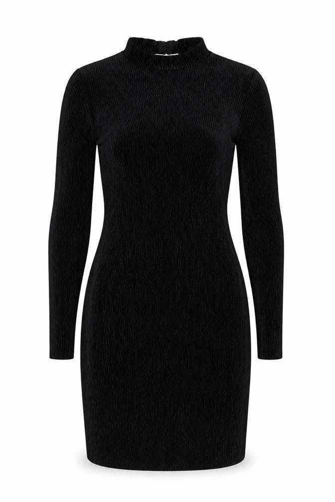 H&M Womens Black Polyester Bodycon Size S High Neck Hook & Eye