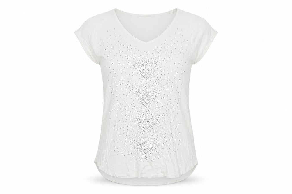 NEXT Womens White Geometric Viscose Basic T-Shirt Size 10 V-Neck