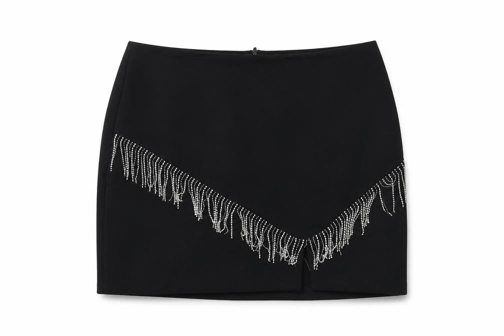 Zara Womens Black Polyester Mini Skirt Size L Zip