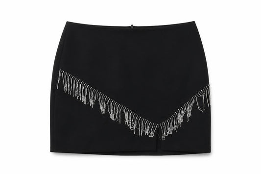 Zara Womens Black Polyester Mini Skirt Size L Zip