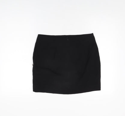 Zara Womens Black Polyester Mini Skirt Size L Zip
