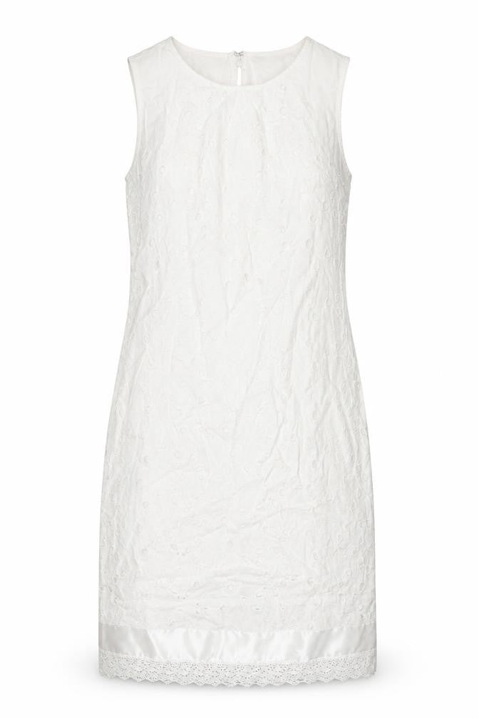Marks & Spencer Womens White Geometric Cotton Shift Size 10 Round Neck Zip