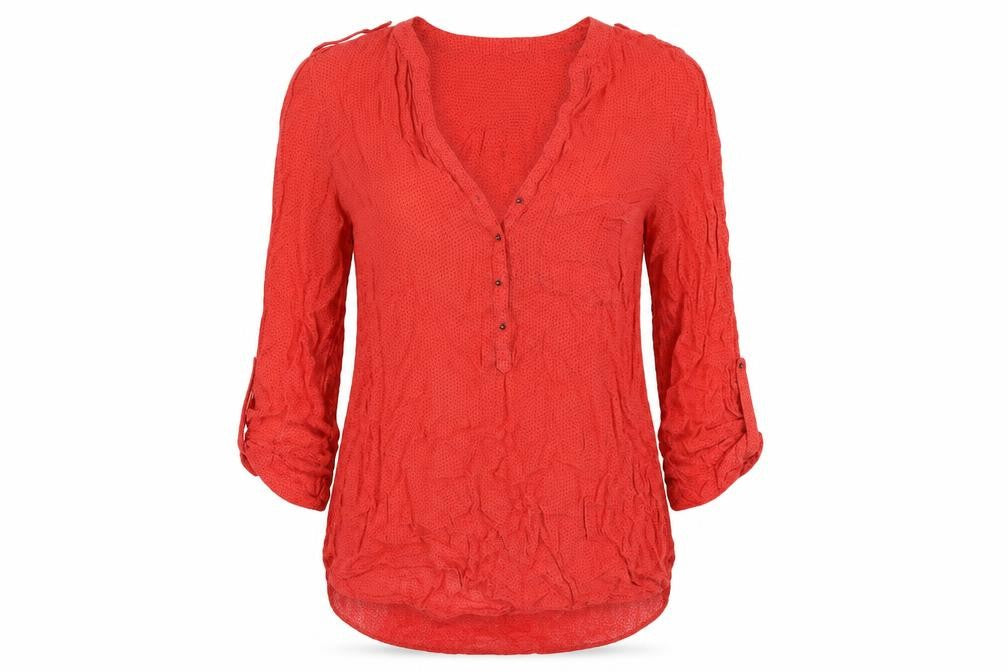 Zara Womens Red Polka Dot Viscose Basic Blouse Size M V-Neck