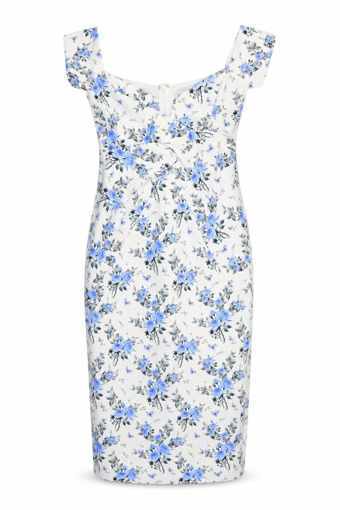 River Island Womens White Floral Polyester Sheath Size 12 V-Neck Zip