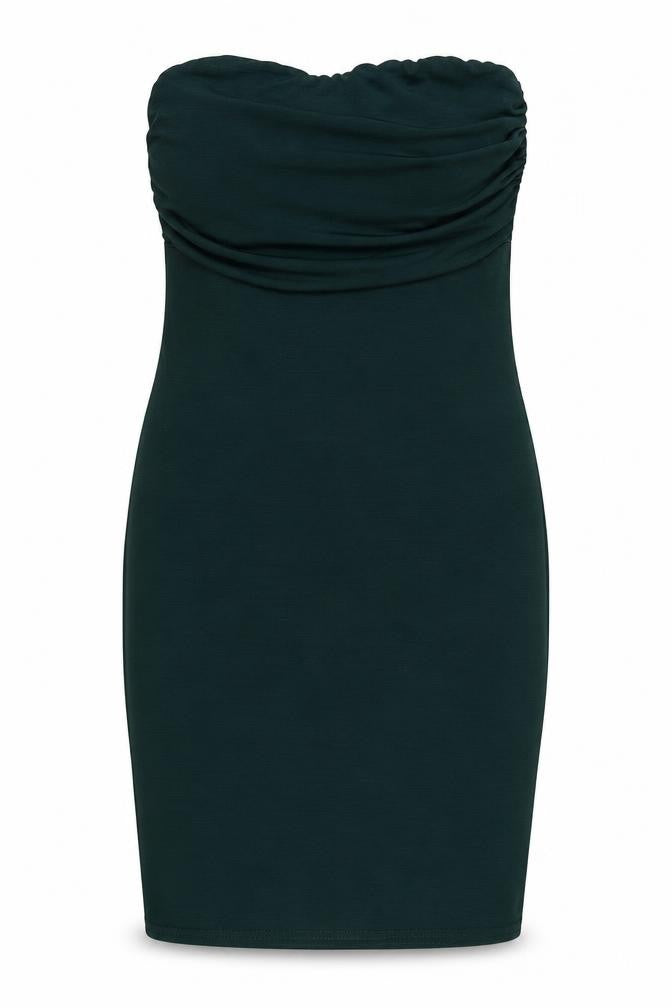 PRETTYLITTLETHING Womens Green Polyester Bodycon Size 8 Off the Shoulder Pullover - Strapless