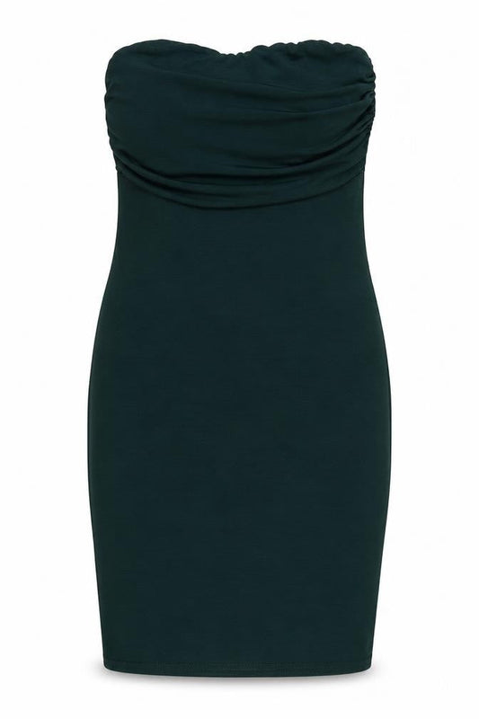 PRETTYLITTLETHING Womens Green Polyester Bodycon Size 8 Off the Shoulder Pullover - Strapless