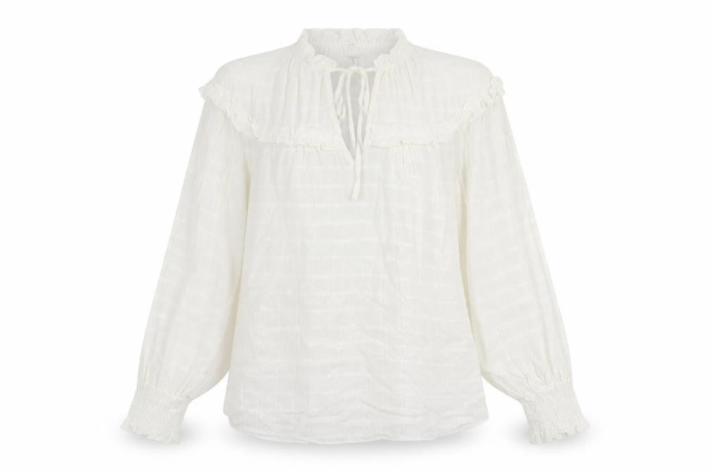 River Island Womens White Viscose Basic Blouse Size 12 Round Neck - Keyhole Neckline