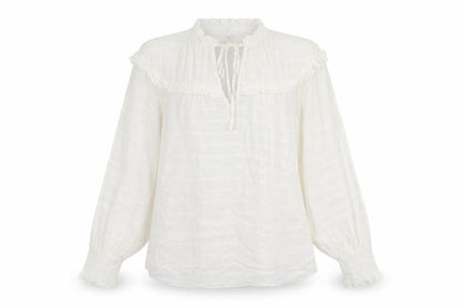 River Island Womens White Viscose Basic Blouse Size 12 Round Neck - Keyhole Neckline