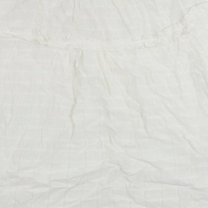 River Island Womens White Viscose Basic Blouse Size 12 Round Neck - Keyhole Neckline