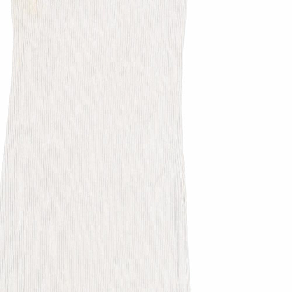 Bershka Womens Beige Viscose Bodycon Size XS Round Neck Pullover