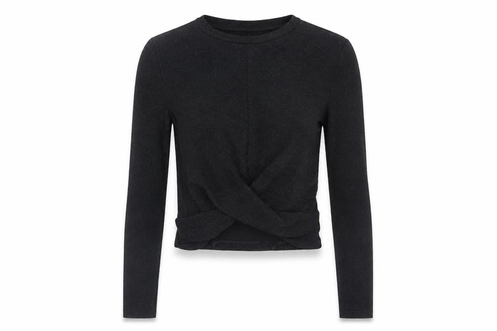 Divided by H&M Womens Black Polyester Cropped Blouse Size XS Crew Neck