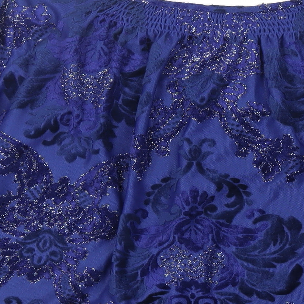 Isaac Mizrahi Womens Blue Paisley Polyester Basic Blouse Size 2XL Boat Neck