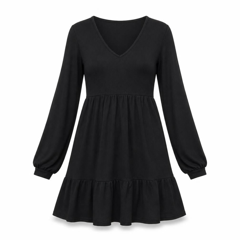 Boohoo Womens Black Polyester A-Line Size 10 V-Neck Pullover - Ribbed