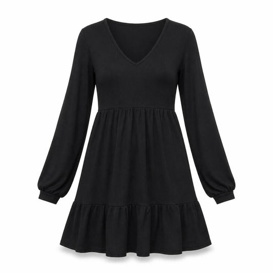Boohoo Womens Black Polyester A-Line Size 10 V-Neck Pullover - Ribbed